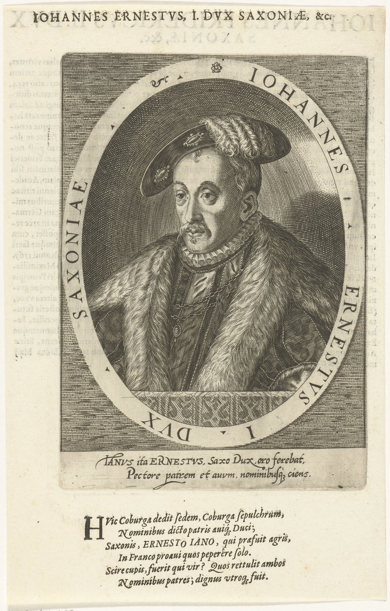 جون إرنست 1521-1553 ، دوق ساكس كوبورغ ، 1601 بواسطة Dominicus أو Custodis Custos