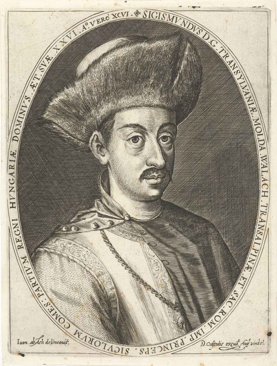 سيجيسموند باثوري 1572-1613 ، أمير ترانسيلفانيا. من Atrium heroicum ، اوغسبورغ 1600-1602 ، 160 بواسطة Dominicus أو Custodis Custos