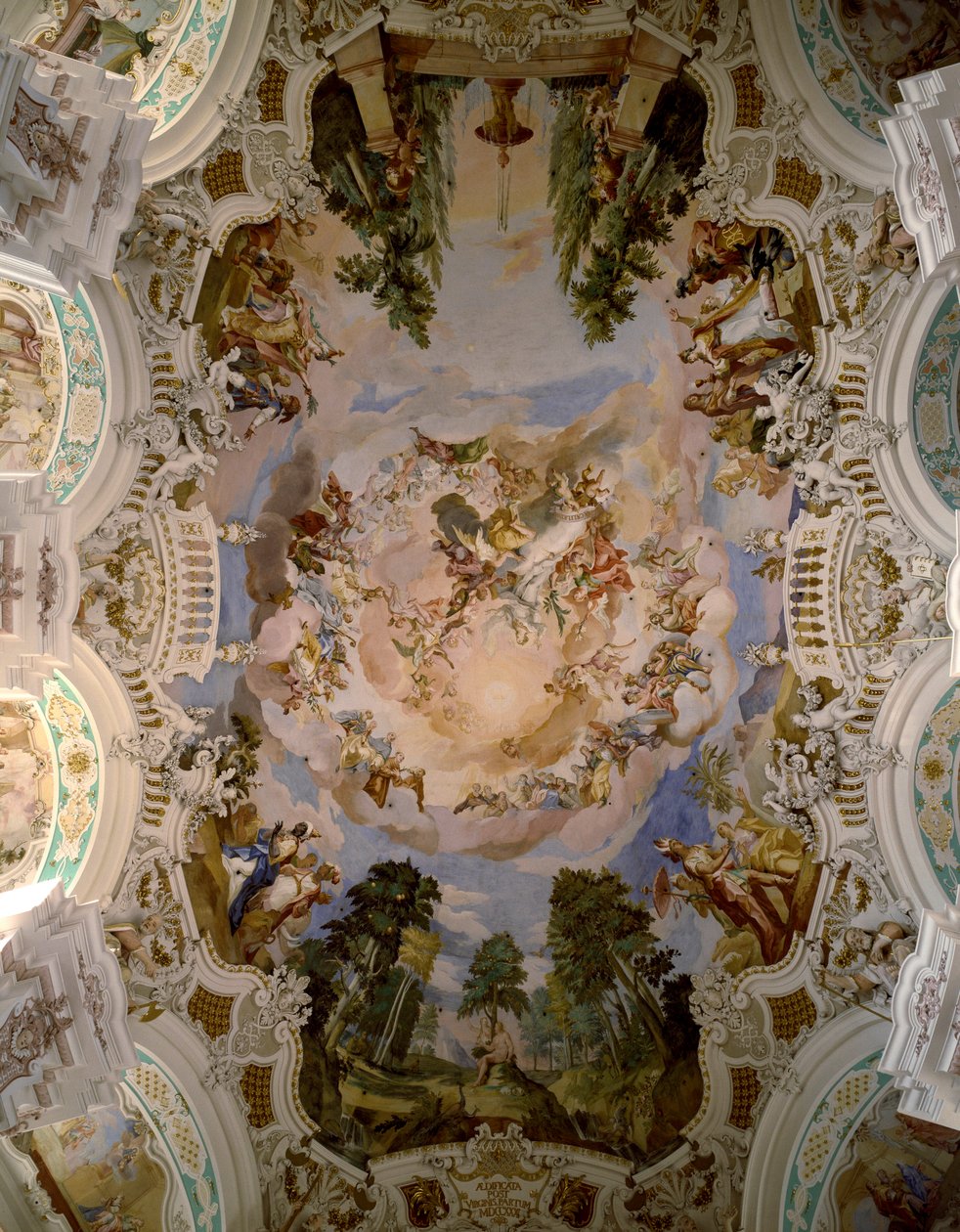 Fresco decorating the dome of the Schussenried monastery by architect Domenikus Zimmermann (1685-1766) 1730-1731 Schussenried, Germany بواسطة دومينيكوس زيمرمان