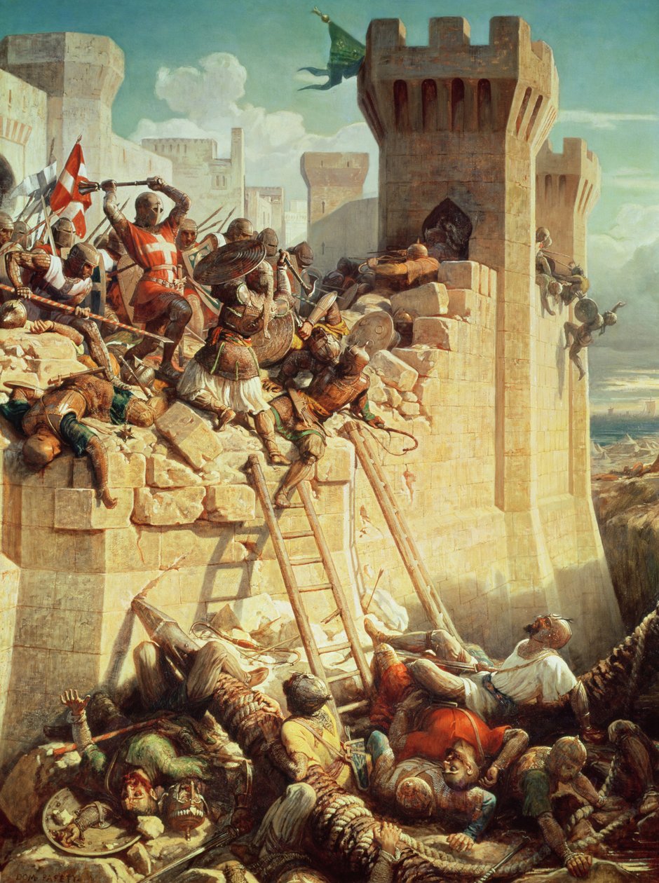 غيوم دي كليرمون يدافع عن بطليموس (عكا) عام 1291 ، 1845 بواسطة دومينيك لويس بابيتي
