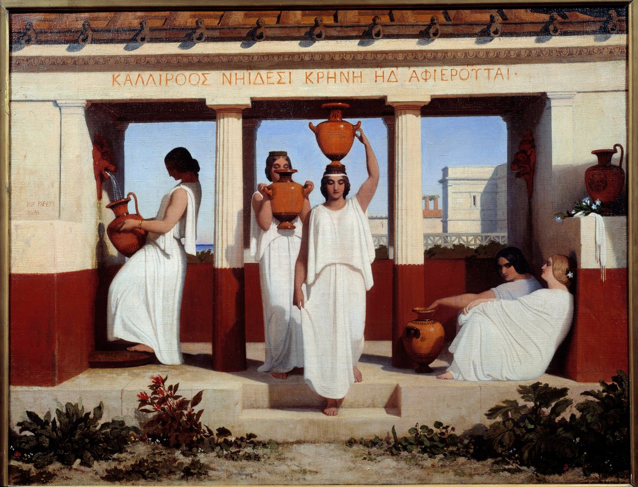 المرأة اليونانية عند النافورة لوحة دومينيك بابيتي (1815-1849) 1841 صن. 0،56 × 0.73 م بواسطة دومينيك لويس بابيتي