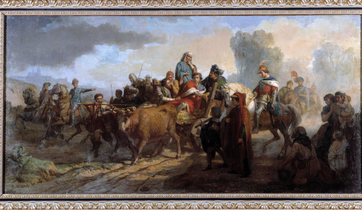جنون شارل السادس (1368-1422). لوحة لأنطوان دومينيك ماجود (1817-1899) زيت على قماش سم 111 × 221 مجموعة P. Dumon إشارة إلزامية: مجموعة fondation Greetings de Provence Marseille بواسطة دومينيك ماجوود