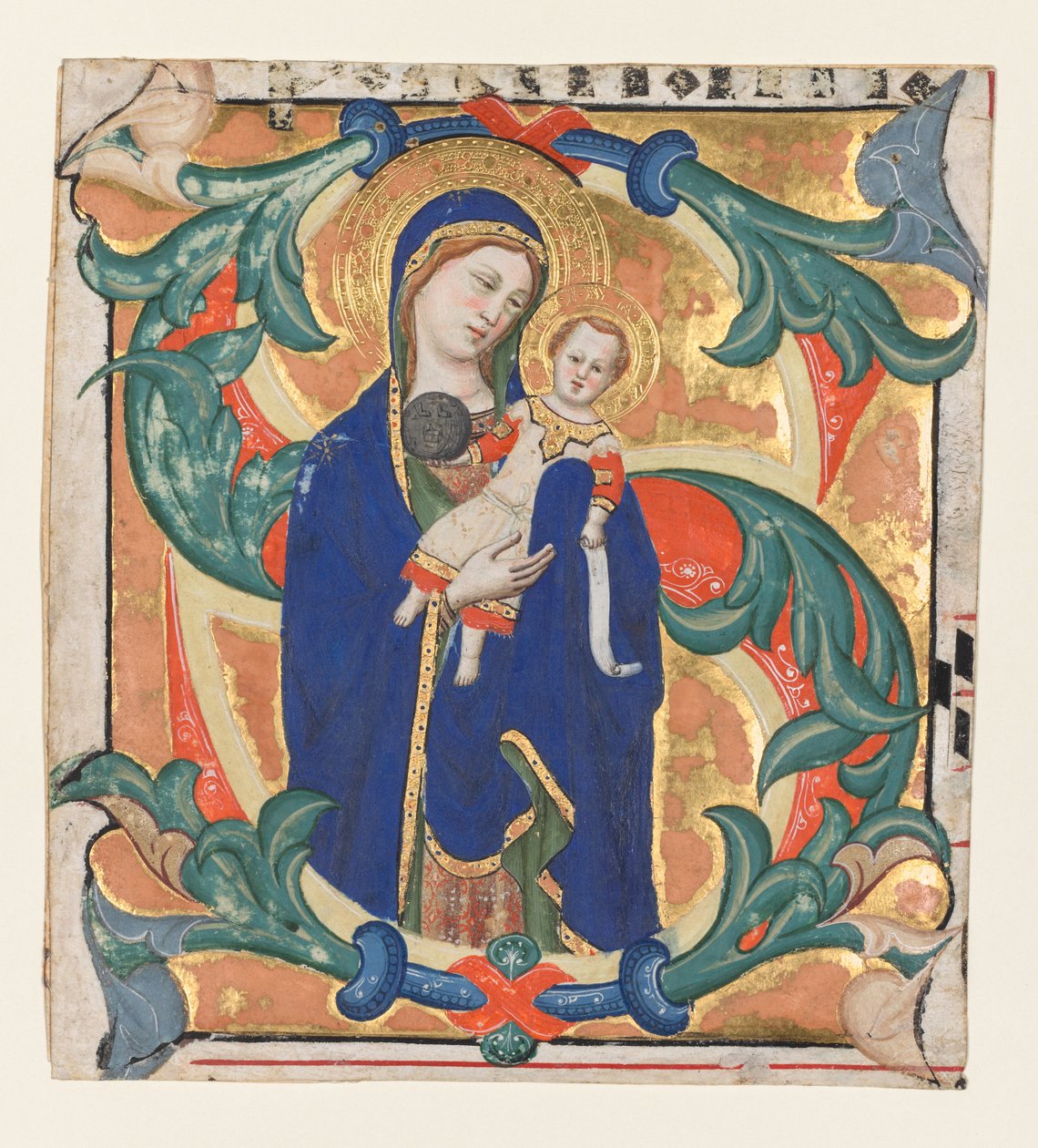 الأولي S [alve sancta parens] من تدريجي: مادونا والطفل ، ج. 1370-1374. بواسطة Don Silvestro dei Gherarducci