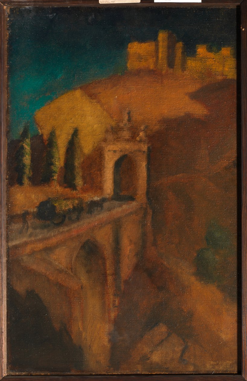 منظر جبلي مع جسر ، ج. 1910 (زيت على قماش) بواسطة درة (Attr. To) Carrington