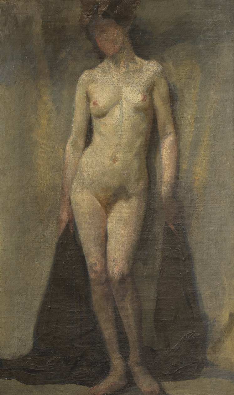 امرأة واقفة عارية (وجه) ، حوالي عام 1910 (زيت على قماش) بواسطة درة (Attr. To) Carrington