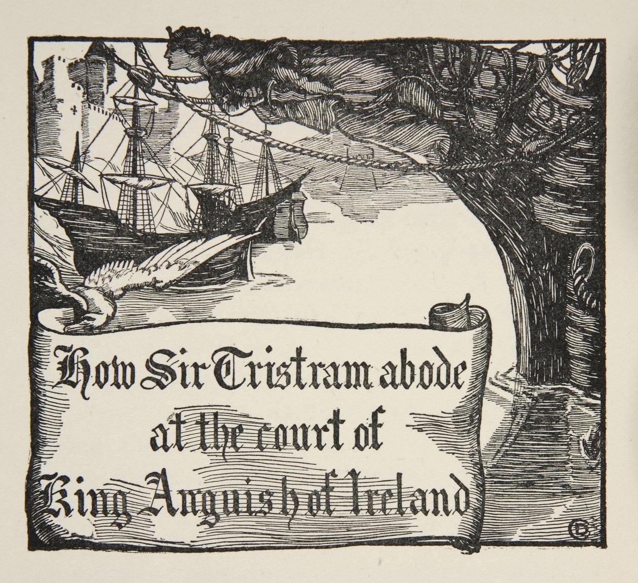 كيفية إقامة Tristram في بلاط King Anguish of Ireland ، التوضيح من "قصص الملك آرثر والمائدة المستديرة" بقلم بياتريس كلاي ، الطبعة الأولى ، 1905 بواسطة دورا كورتيس