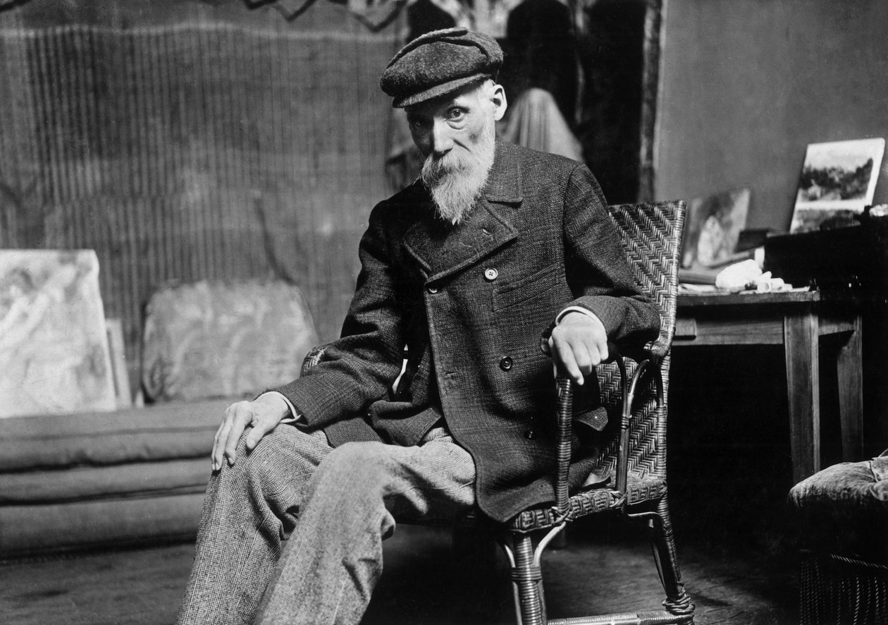 أوغست رينوار (1841-1919) ، رسام فرنسي ، في ورشته في Cagnes-on-Mer (Alpes-Maritimes) ، حوالي عام 1907 بواسطة دورناك