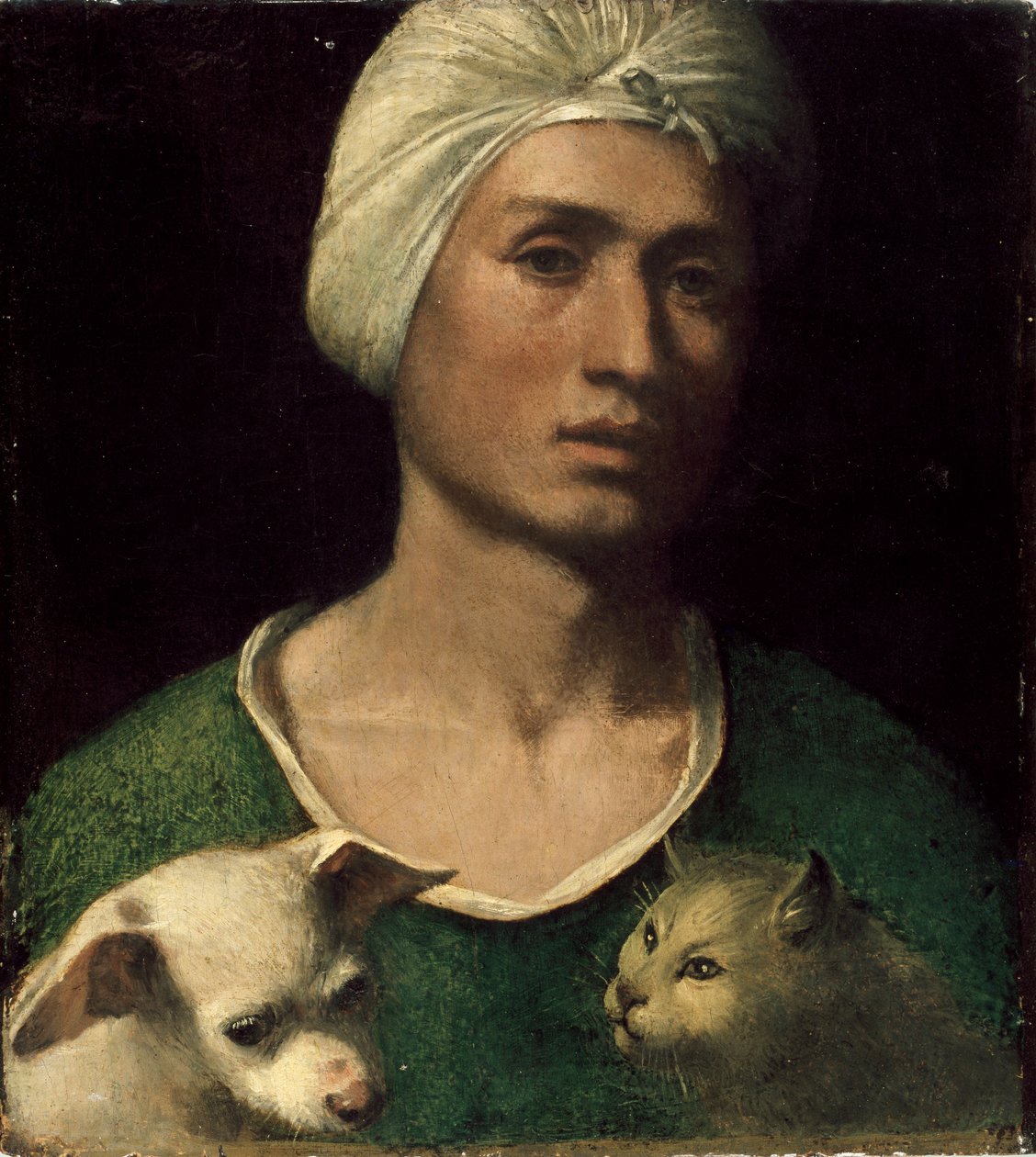 صورة لشاب يحمل كلبًا وقطة ، c1530s بواسطة دوسو دوسي