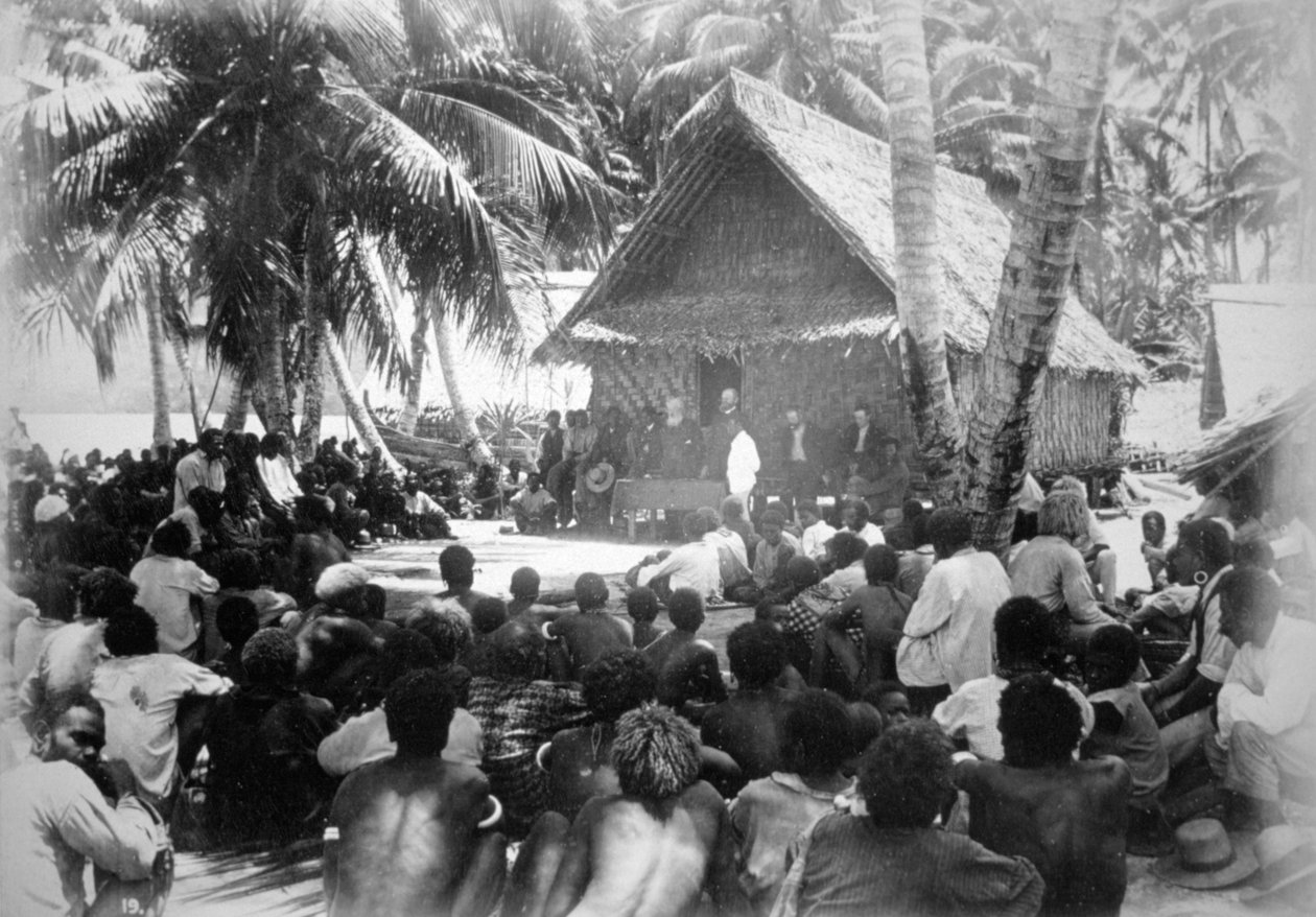 البرلمان في هونغو ، فلوريدا ، جزيرة سليمان ، 1892. بواسطة دكتور ويلشمان