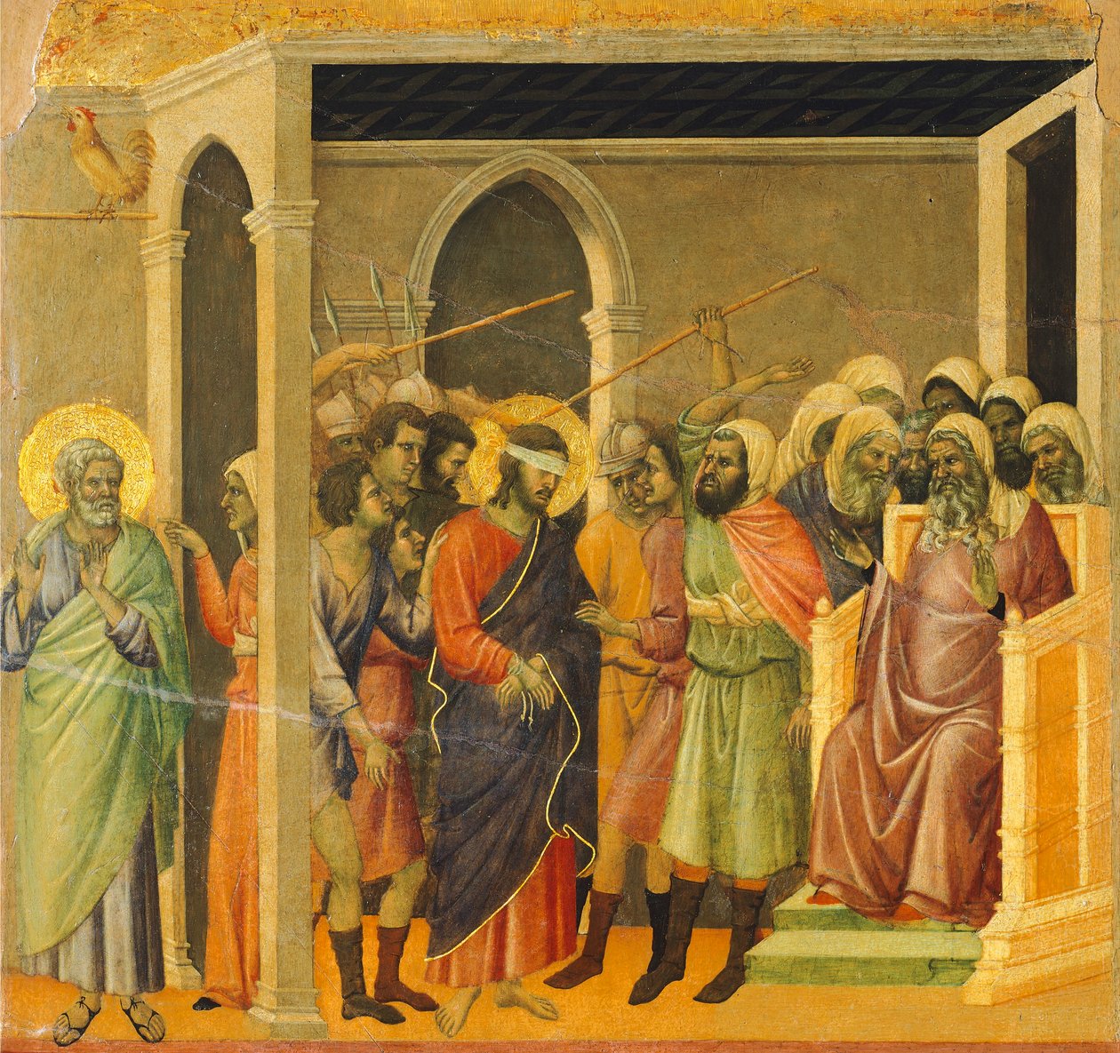 Christ mocked (Cristo percosso), detail, recto of the Maestà بواسطة دوتشيو دي بونينسينيا