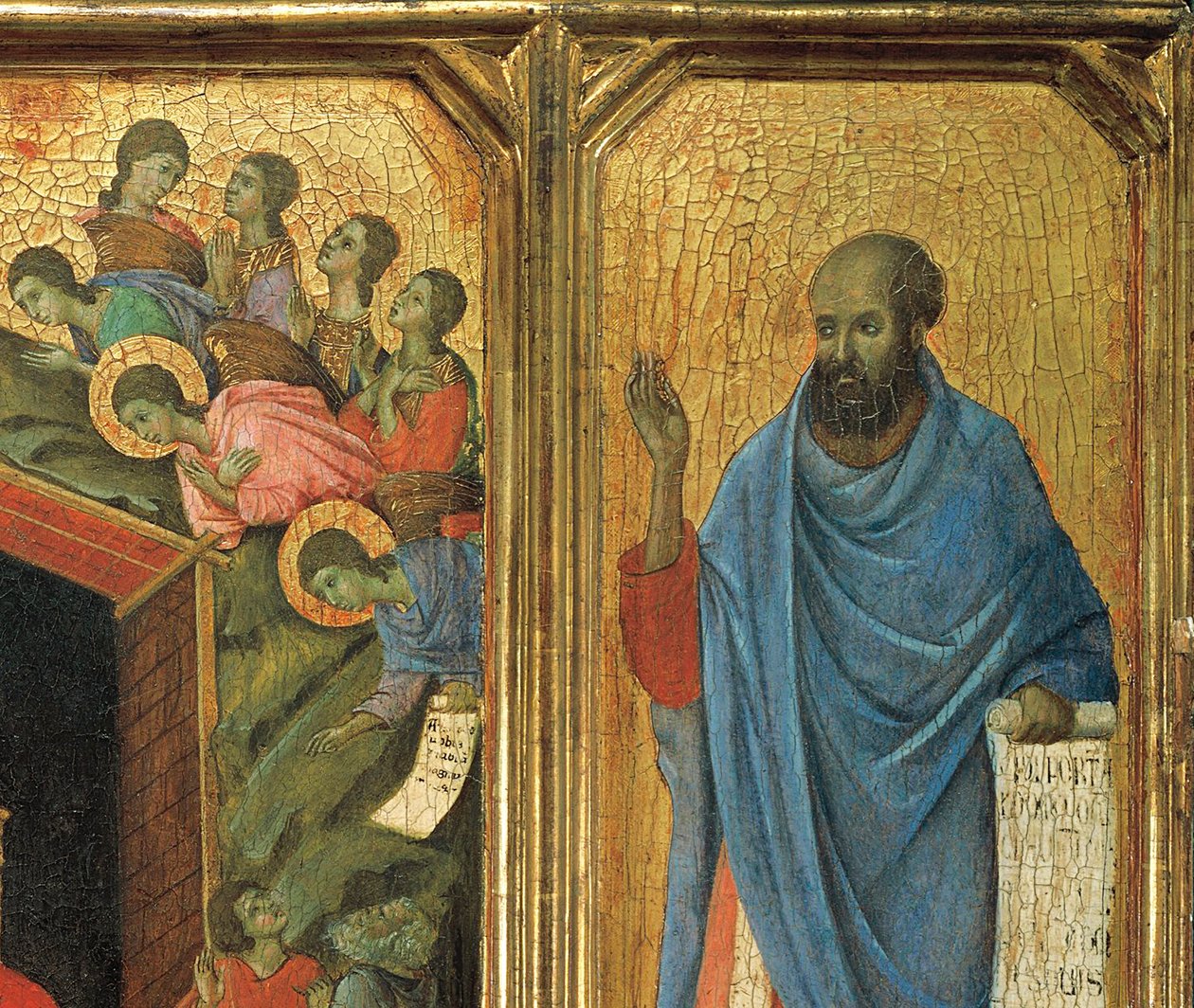 Detail of Predella panel, Altar-Piece of Maesta di Siena. (oil on Board). بواسطة دوتشيو دي بونينسينيا
