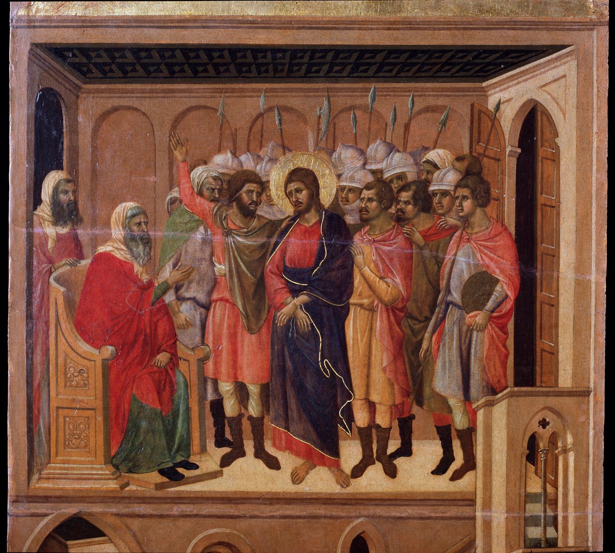 Jesus in front of Annas. Maesta altarpiece (tempera and gold on wood بواسطة دوتشيو دي بونينسينيا