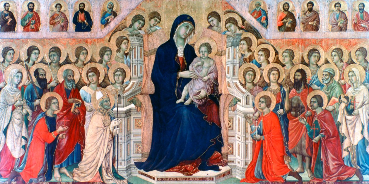 Maestà ، مادونا بالملائكة والقديسين ، 1308-1311 بواسطة دوتشيو دي بونينسينيا