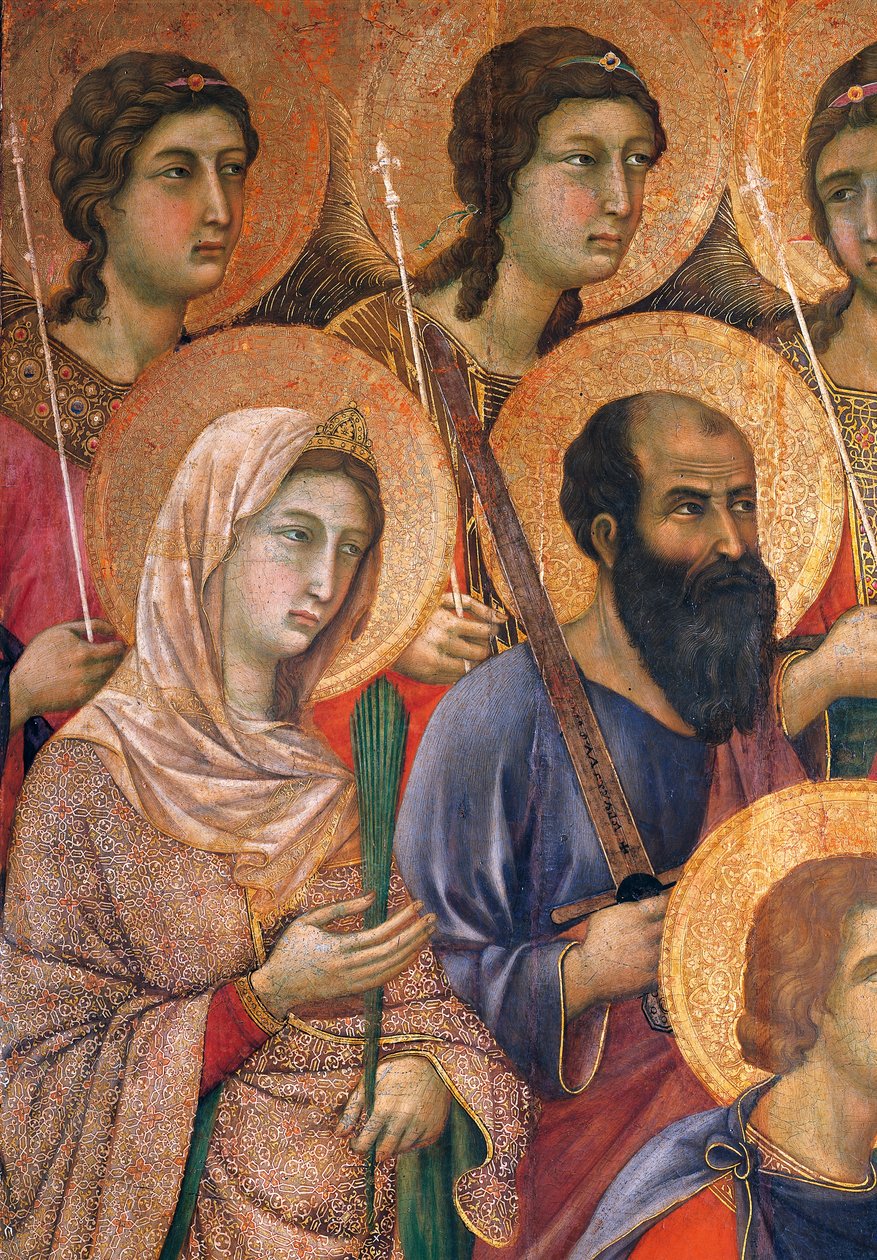 Maesta 'of Duccio Altarpiece in Cathedral of Siena by Duccio di Buoninsegna (حوالي 1255 - قبل 1319) ، تمبرا على الخشب ، 212x425 سم ، التفاصيل بواسطة دوتشيو دي بونينسينيا