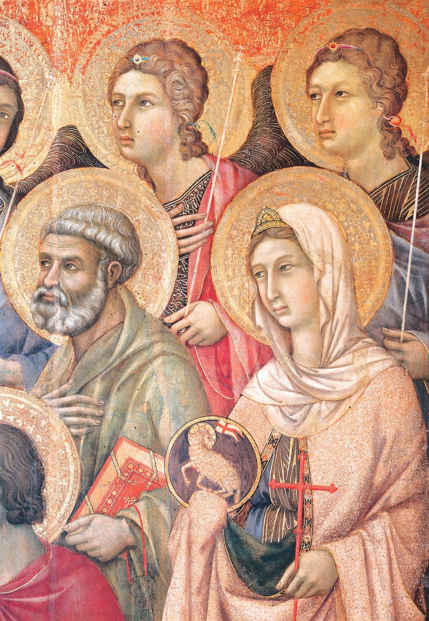 Maesta 'of Duccio Altarpiece in Cathedral of Siena by Duccio di Buoninsegna (حوالي 1255 - قبل 1319) ، تمبرا على الخشب ، 212x425 سم ، التفاصيل بواسطة دوتشيو دي بونينسينيا
