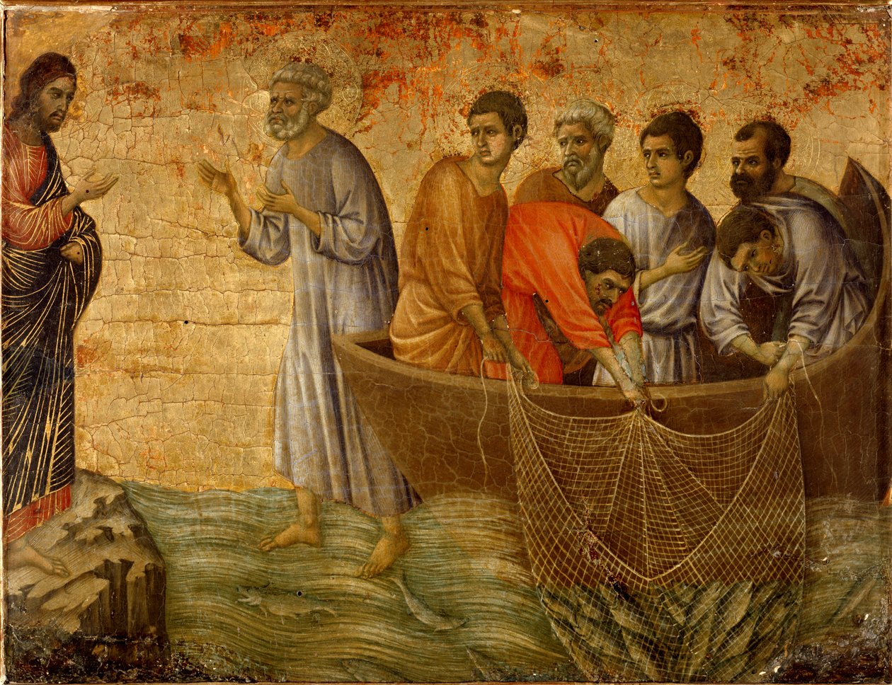 The second miraculous sin: the apparition of Christ to the apostles on Lake Tiberiad بواسطة دوتشيو دي بونينسينيا