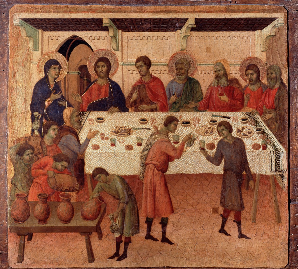 The wedding at Cana. Back of the altarpiece (tempera and gold on wood بواسطة دوتشيو دي بونينسينيا