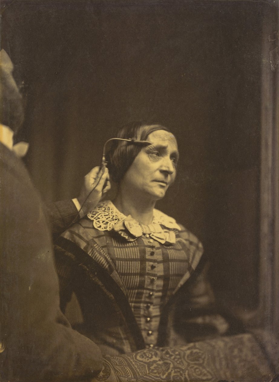 الانتباه ، النظرة اليقظة إلى اليسار ، الانتباه المؤلم إلى اليمين ، 1854-1856 ، مطبوع عام 1862. بواسطة دوشين دي بولوني