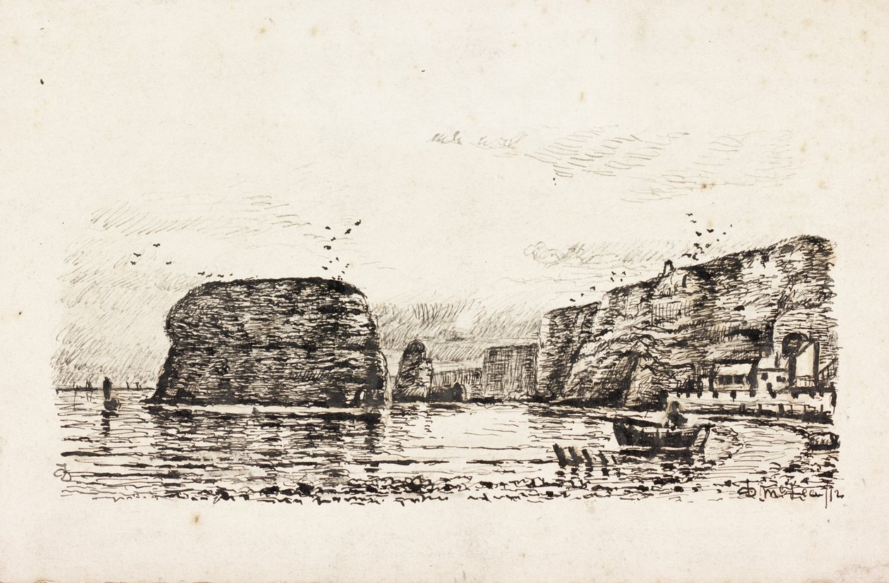 Marsden Rock and Grotto (حبر أسود على ورق) بواسطة دنكان إف ماكليا