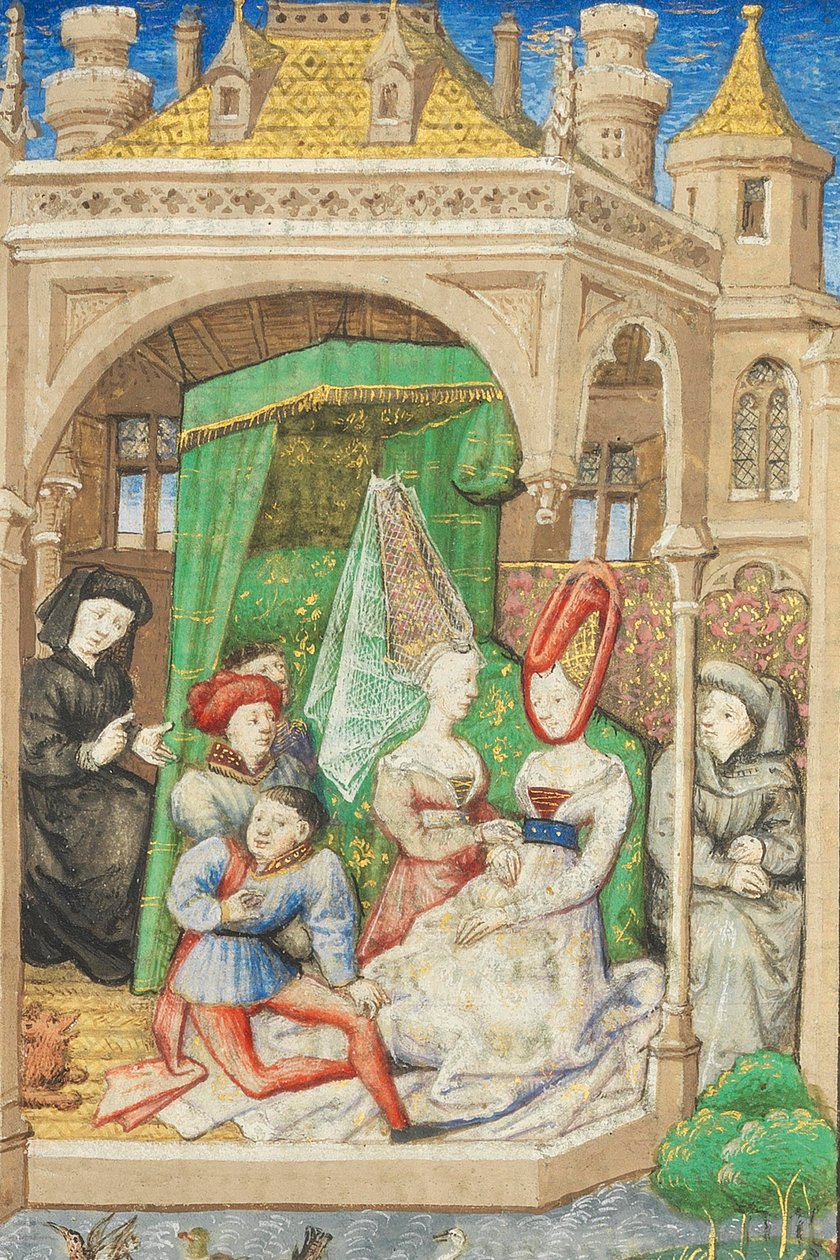 صفحة من كتاب "La Belle Dame Sans Merci" لألان تشارتير ، باريس ، أوائل القرن الخامس عشر بواسطة دانويس ماستر