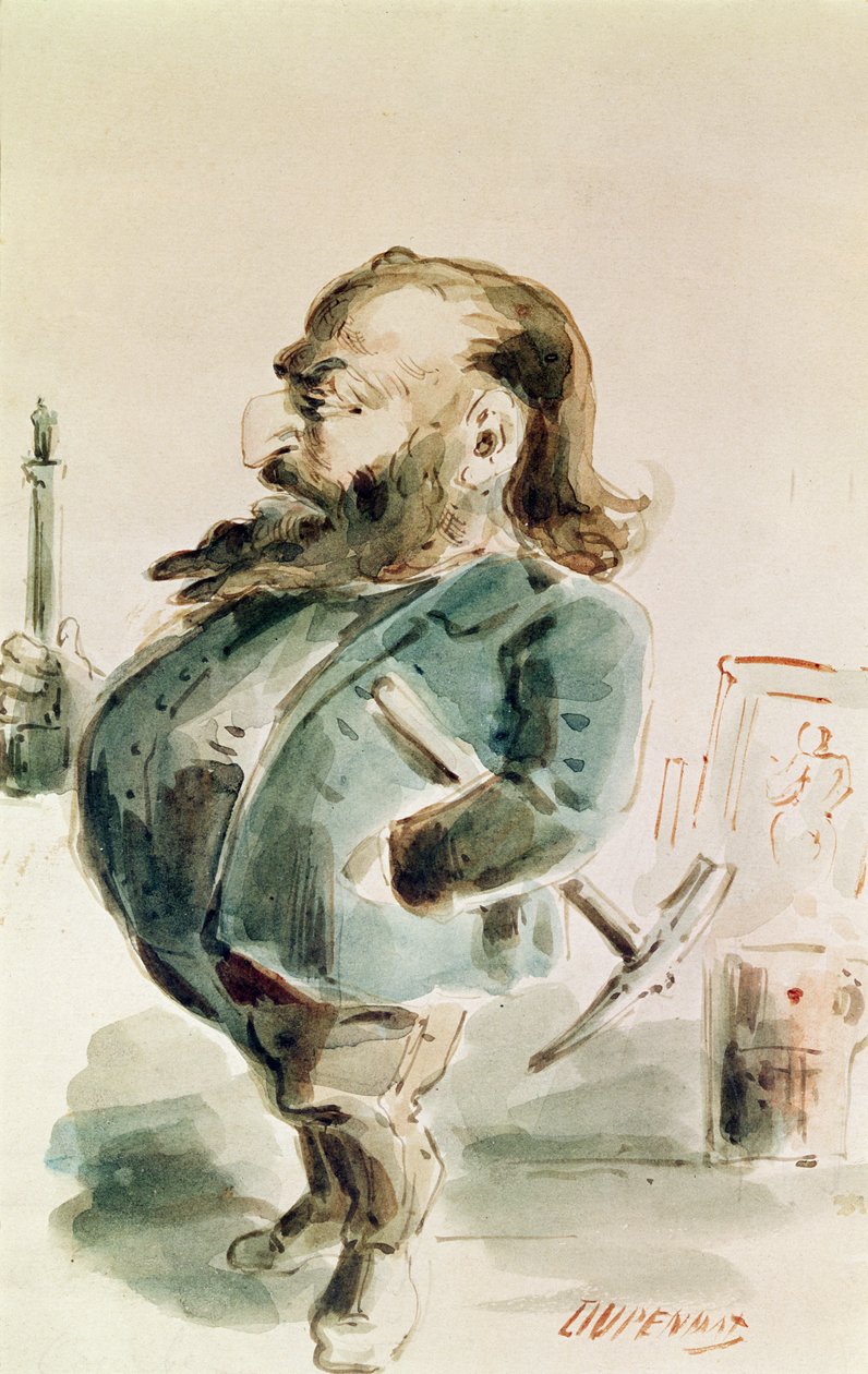 كاريكاتير غوستاف كوربيه (1819-1877) يحمل كولون دي فاندوم بواسطة مقيم