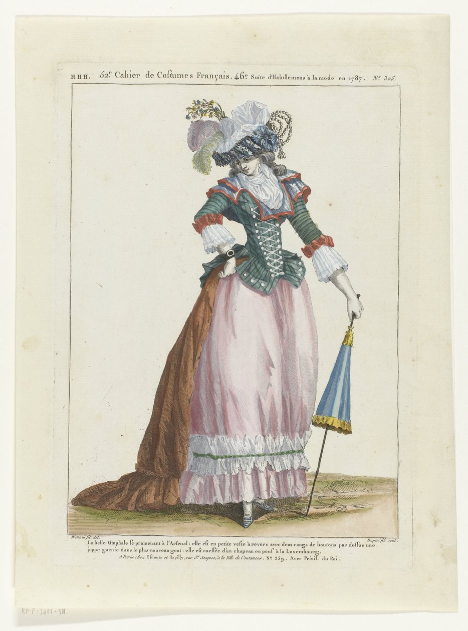 معرض وسائط معرض للأزياء والأزياء الفرنسية ، 1787. سمو 325: La Belle Omphale بواسطة دوبين