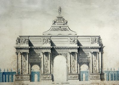 قوس النصر ، بعد تصميمات كلود بيرولت (1613-78) (ألوان مائية وغواش على ورق) بواسطة Dupouy Dupouy