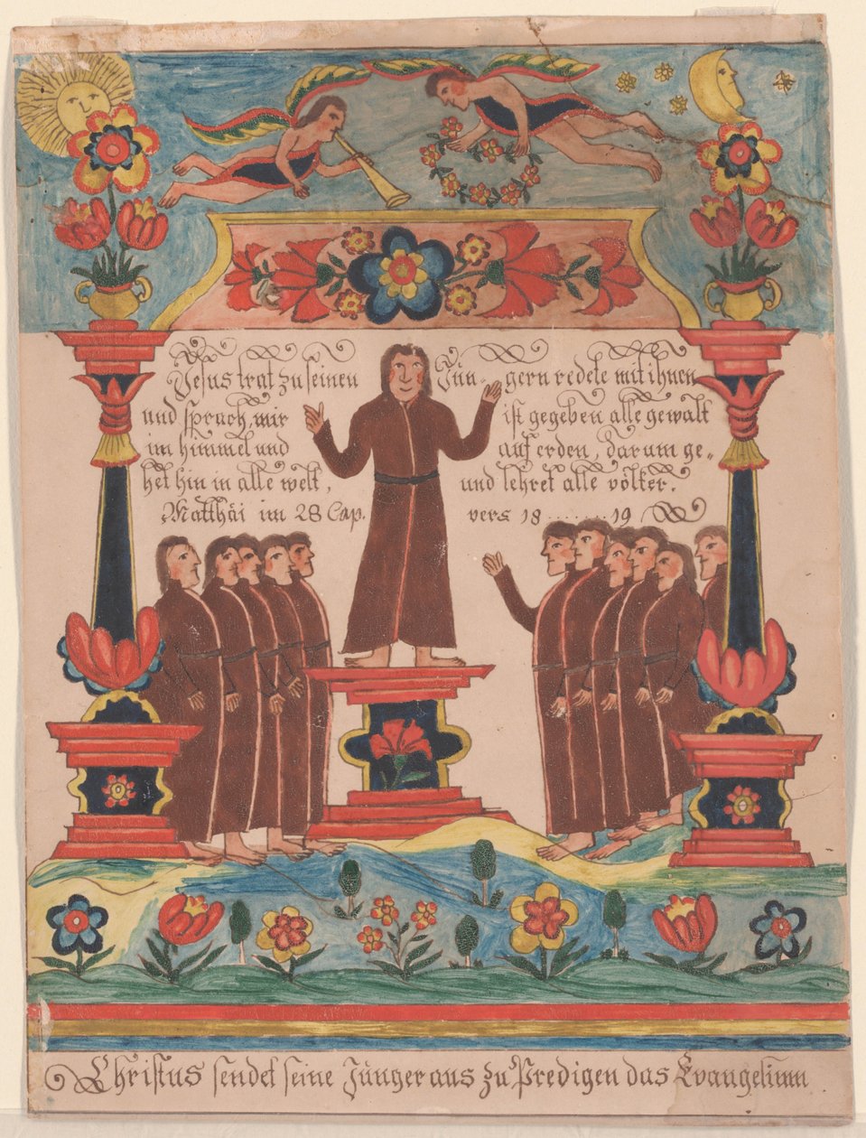 ذهب يسوع إلى تلاميذه ، c.1810-20 (قلم وحبر ومرحاض على ورق) بواسطة Durs Sr. and Rudy ، Durs Jr. Rudy