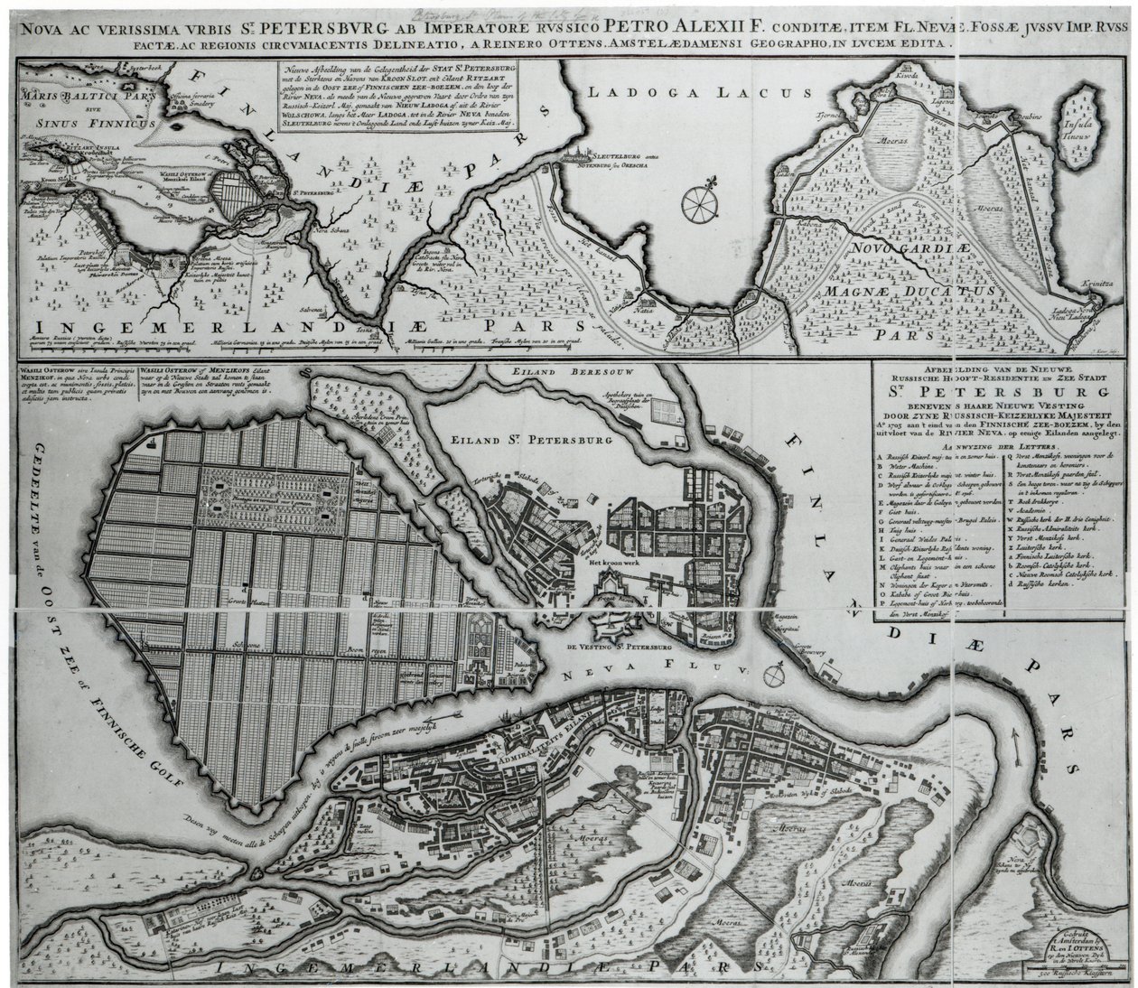 خريطة St.Petersburg ، c.1750 بواسطة المدرسة الهولندية