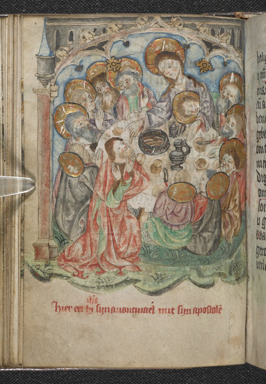 أضف 50005 f.85v، The Last Supper، c.1410-20 (رق) بواسطة المدرسة الهولندية