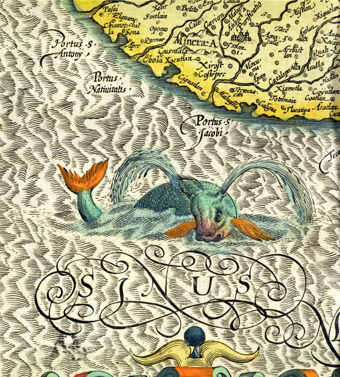 C.3.c.8 وحش البحر ، تفاصيل من الصفحات 369-70 من "أطلس مركاتور ..." بواسطة المدرسة الهولندية