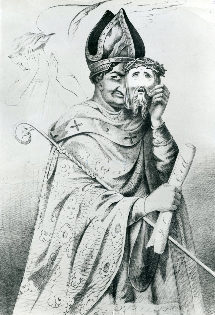 صورة كاريكاتورية للبابا بيوس التاسع (1792-1878) بواسطة المدرسة الهولندية