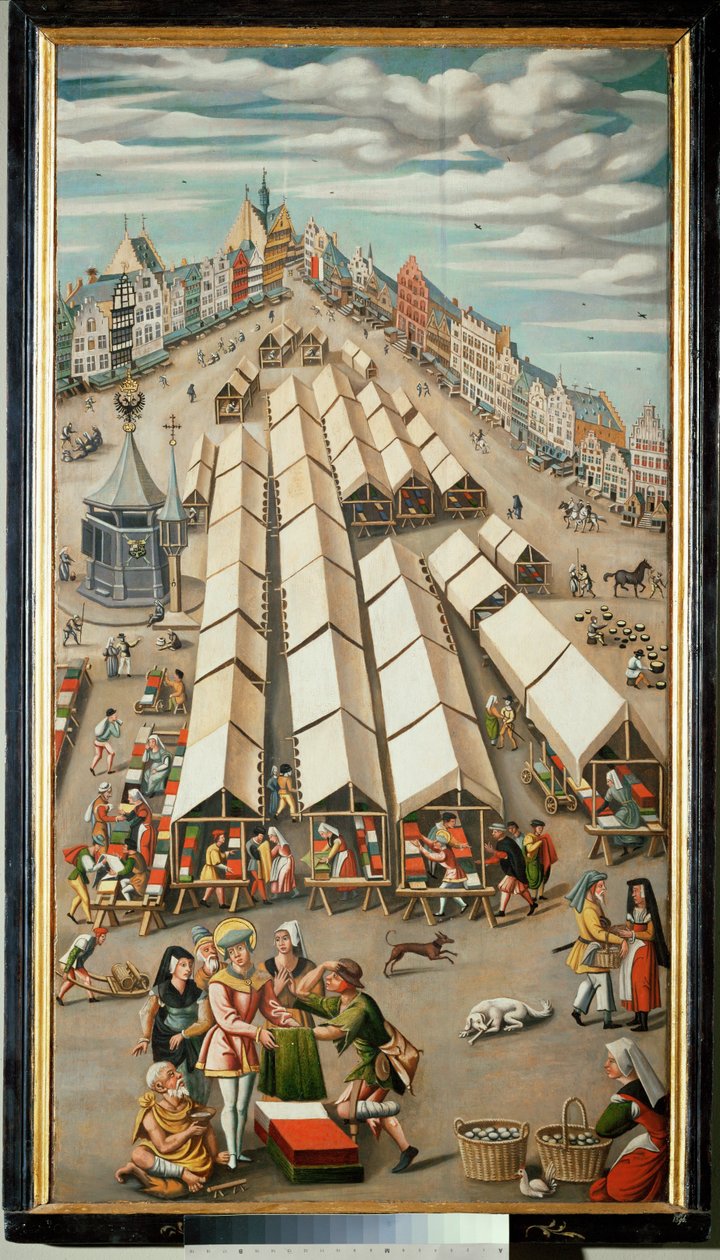 سوق القماش في هيرتوجينبوش، هولندا بواسطة المدرسة الهولندية