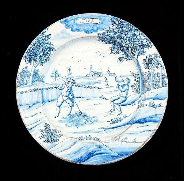 لوحة Delftware تصور شهر يوليو (خزف مزجج بالقصدير) بواسطة المدرسة الهولندية