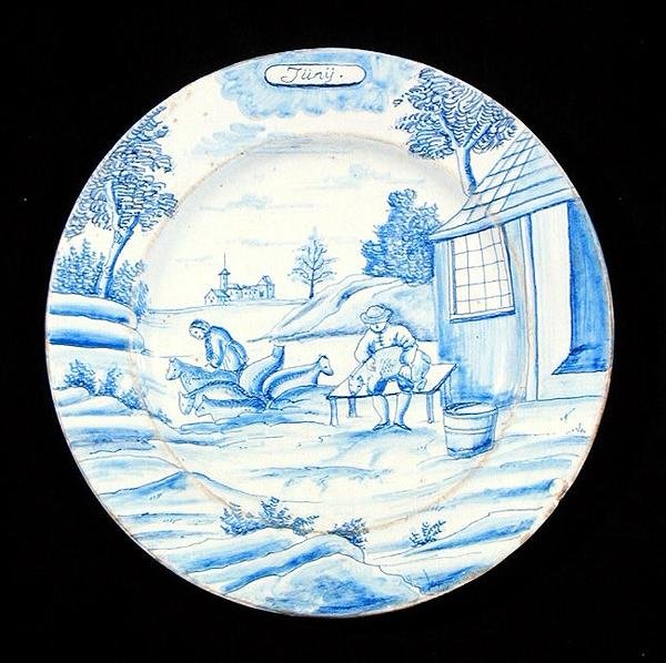 لوحة Delftware تصور شهر يونيو (خزف مزجج بالقصدير) بواسطة المدرسة الهولندية