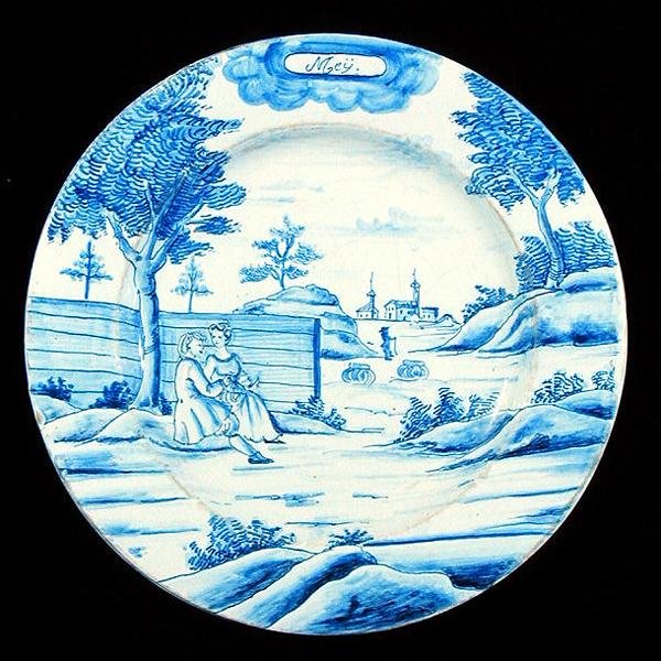 لوحة Delftware تصور شهر مايو (خزف مزجج بالقصدير) بواسطة المدرسة الهولندية