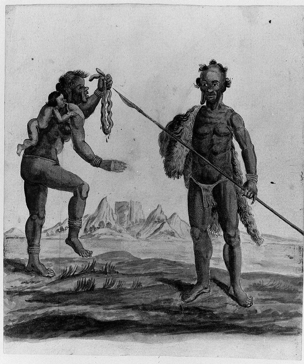 رسم من ألبوم لمواطني البرازيل وإفريقيا وبلاد فارس وشرق الهند (w - c على الورق) (انظر أيضًا 1814662-5) بواسطة المدرسة الهولندية