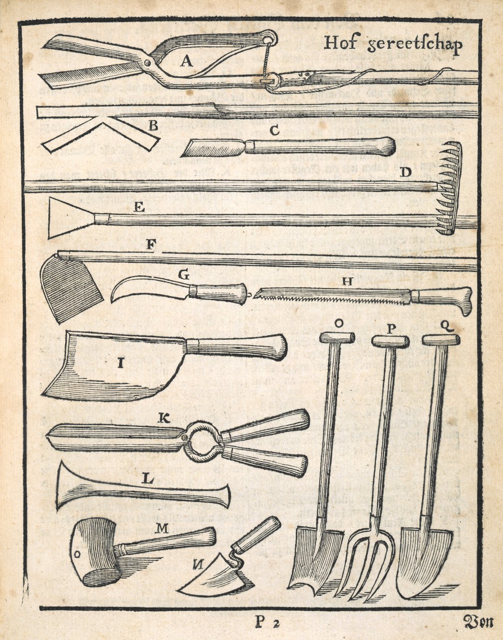 أدوات الحدائق ، من The Garden Gardener بقلم Johann van der Groen ، تم نشره عام 1699 بواسطة المدرسة الهولندية