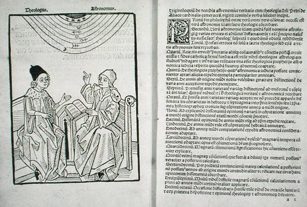 Hunterian Bx.341 f.1v-2r كونكوردانتيا علم الفلك مع اللاهوت ، بقلم بيير دايلي ، حوالي عام 1490 بواسطة المدرسة الهولندية