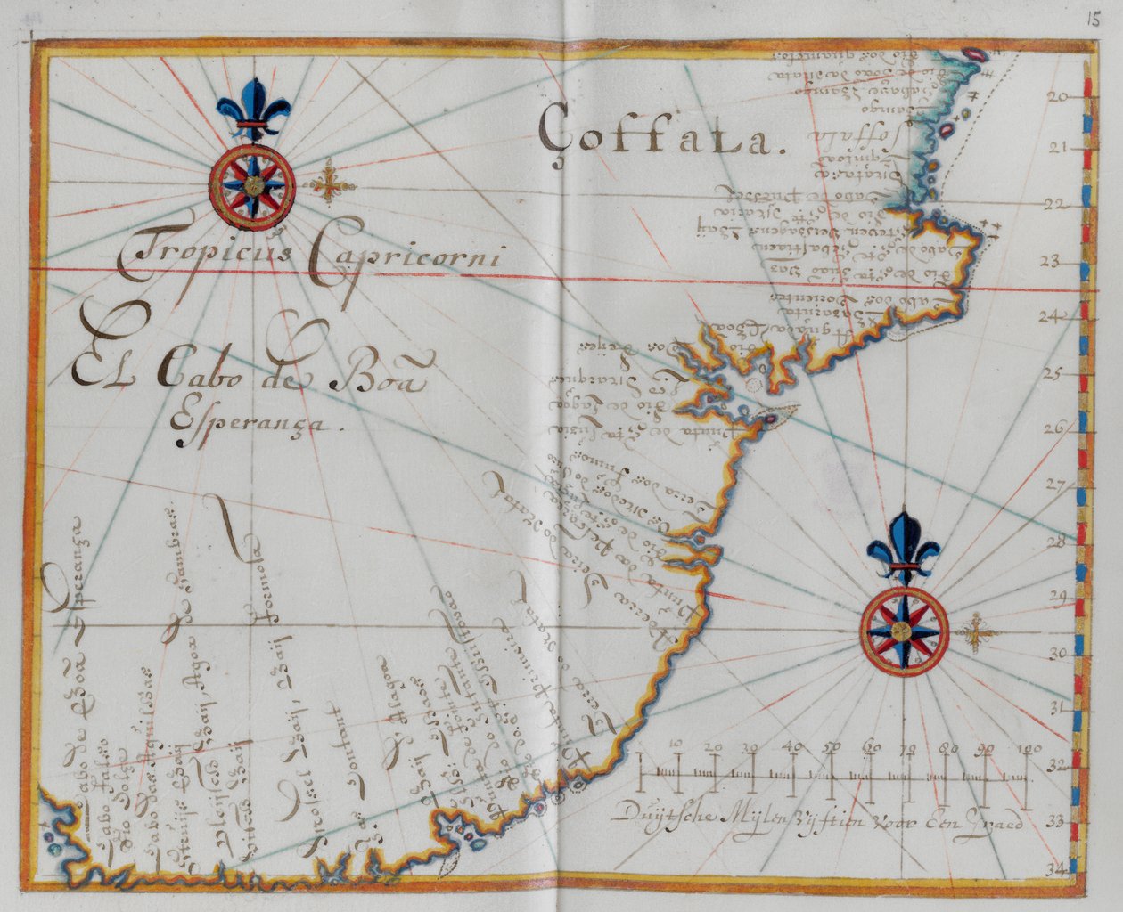 خريطة رأس الرجاء الصالح (cabo da Boa Esperan§a.) بواسطة المدرسة الهولندية