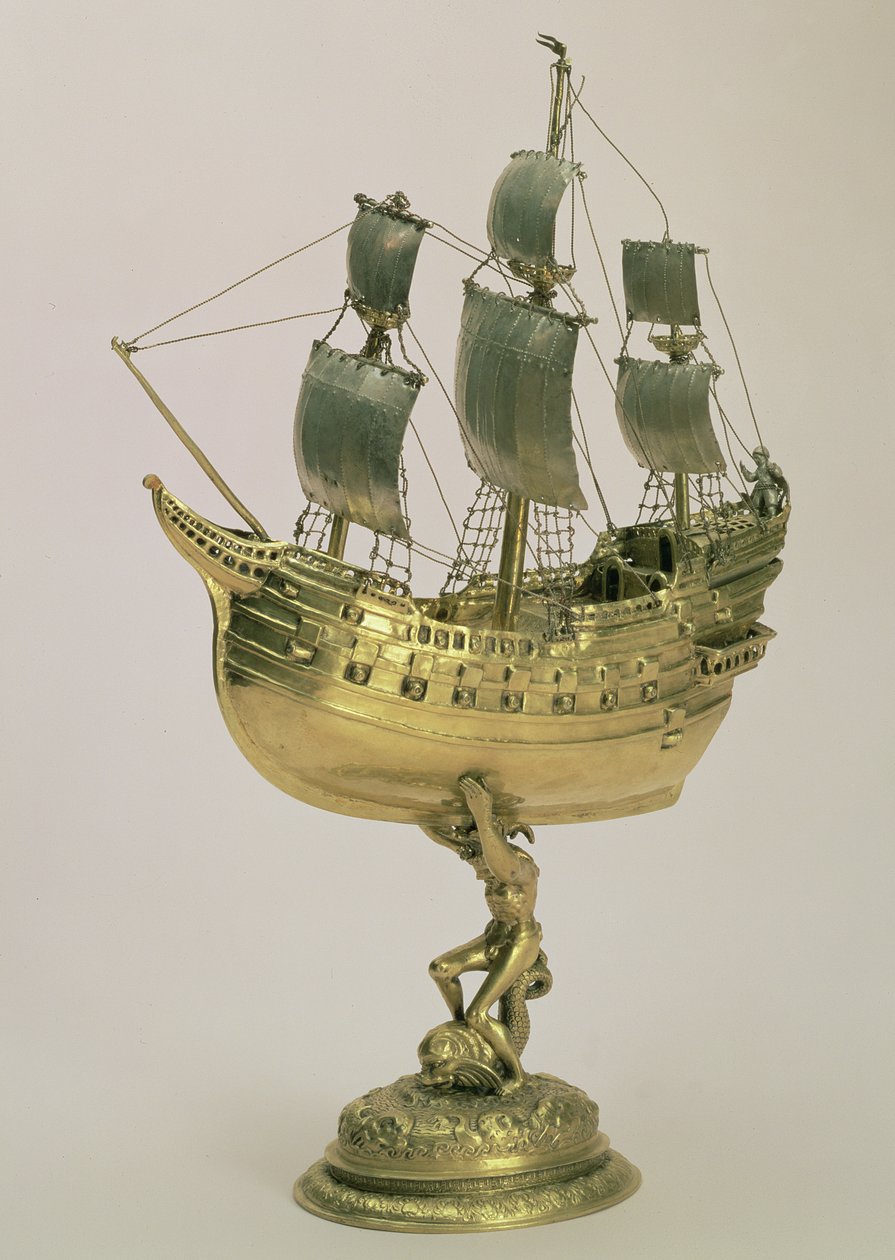 Model Warship، Amsterdam، 1595-96 (الفضة المذهبة) بواسطة المدرسة الهولندية