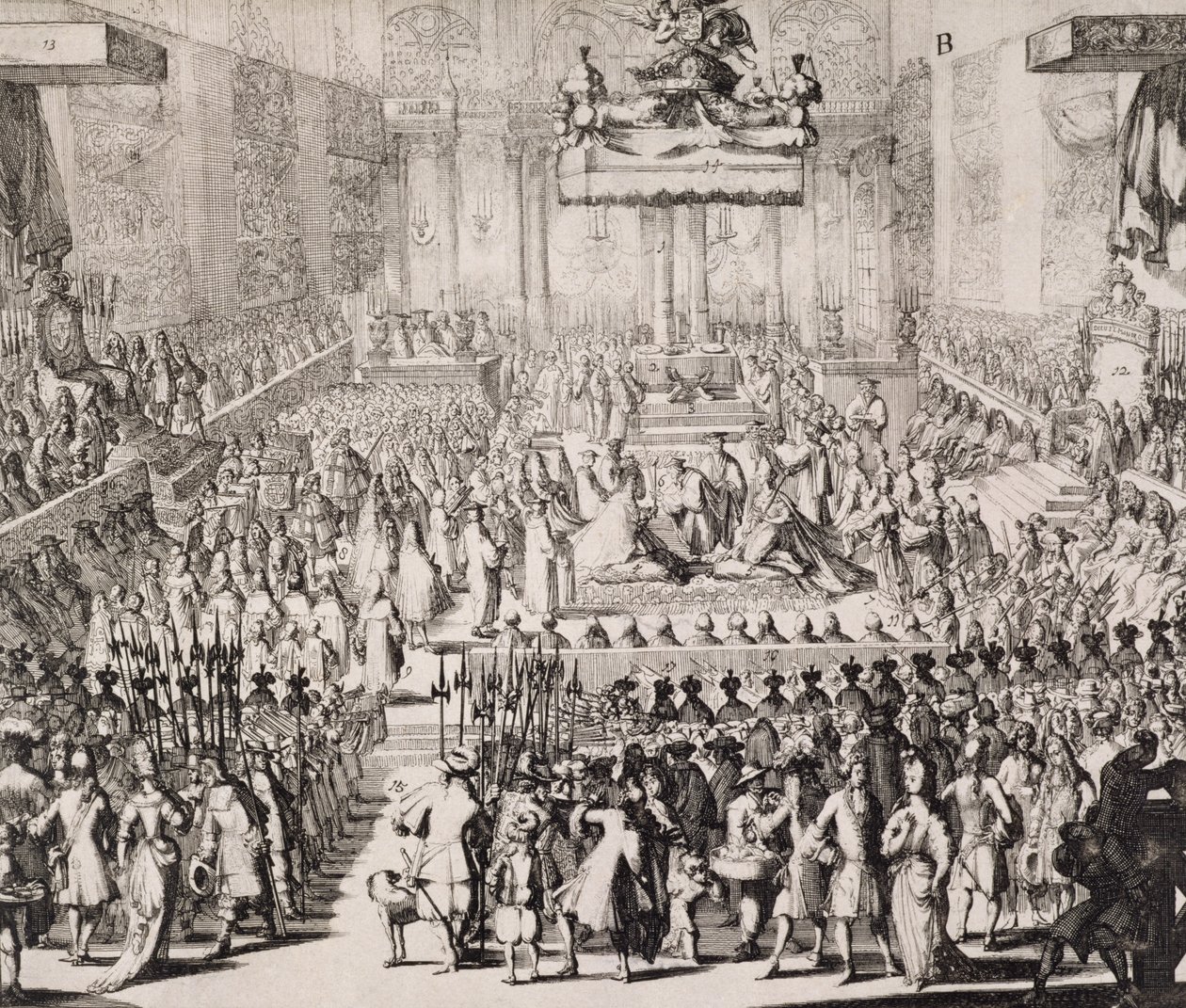 تتويج وليام أورانج (1650-1702) وماري (1662-1694) ، في دير وستمنستر ، 21 أبريل 1689 بواسطة المدرسة الهولندية