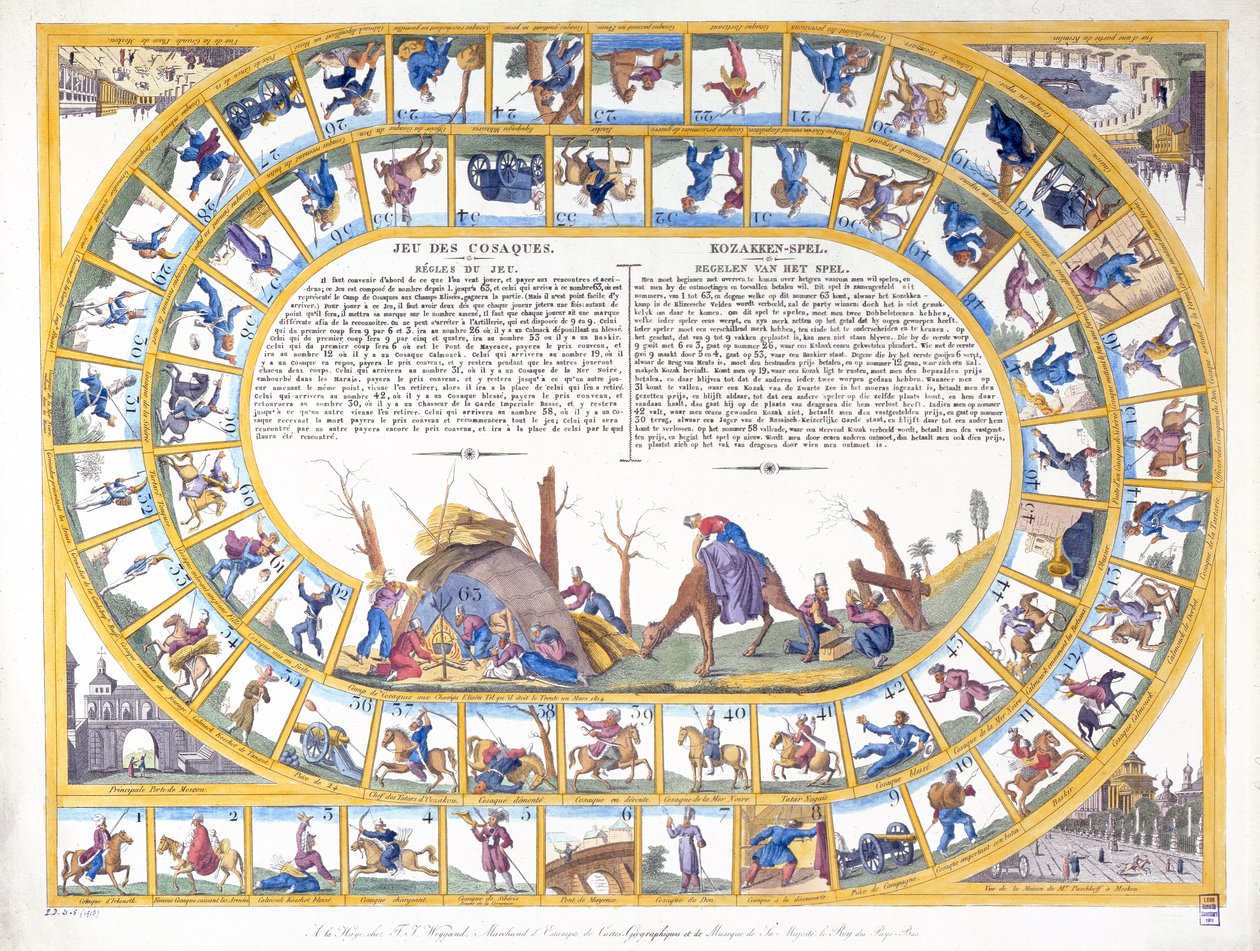 لعبة القوزاق مع رسوم توضيحية لأنواع مختلفة من الجنود الروس ، 1815-16 بواسطة المدرسة الهولندية
