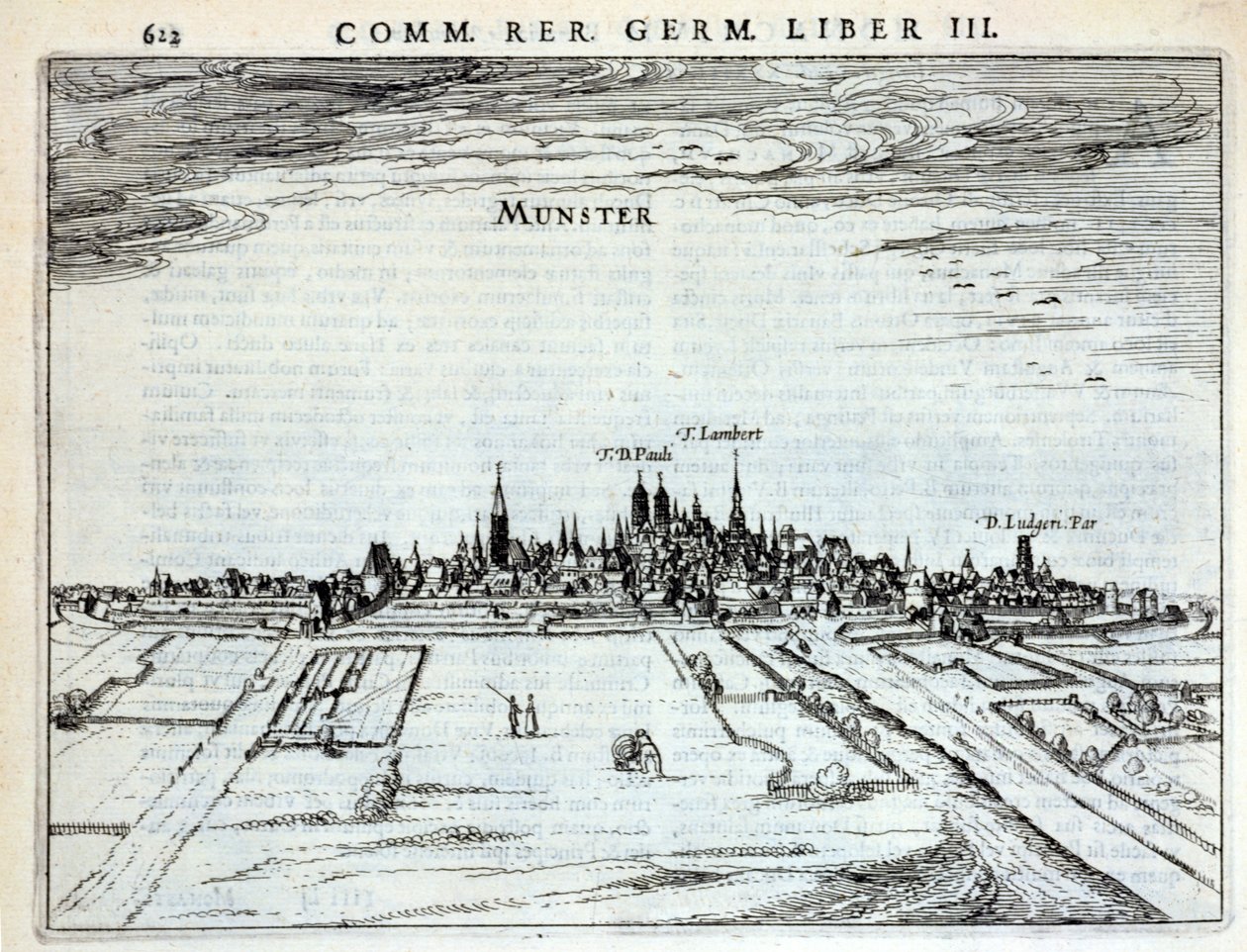 منظر لبلدة مونستر ، من Rerum Germanicarum ، بقلم P. Bertin ، أمستردام 1616 بواسطة المدرسة الهولندية