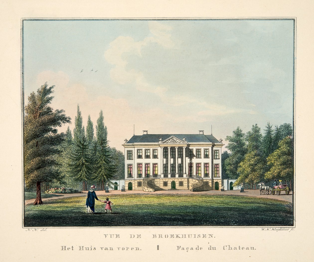 Vue de Broekhuisen. Het Huis van voren. Façade du Chateau بواسطة المدرسة الهولندية