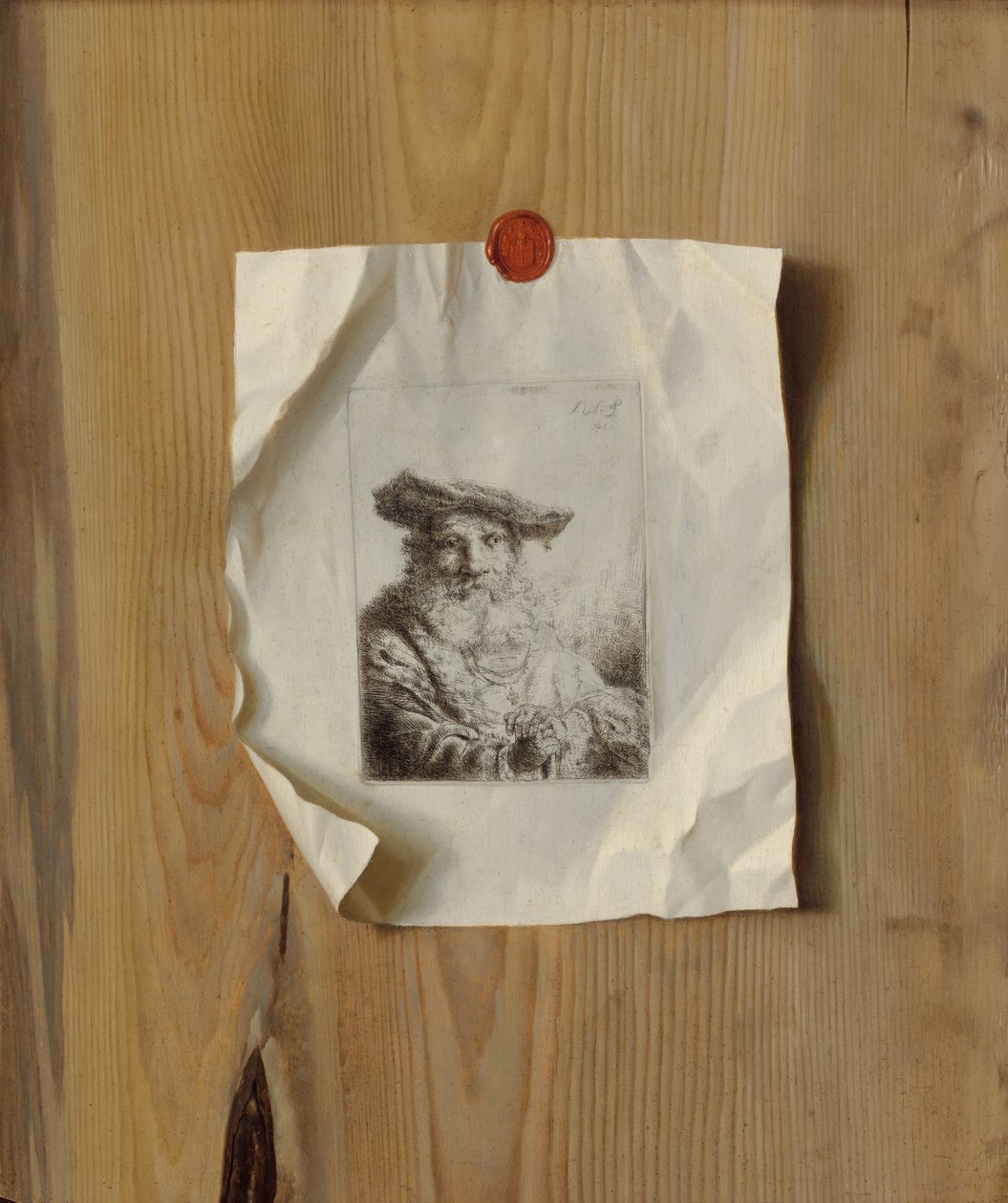 Trompe l'Oeil of an Etching بواسطة فرديناند بول بواسطة الهولندي أو الفلمنكي القرن السابع عشر