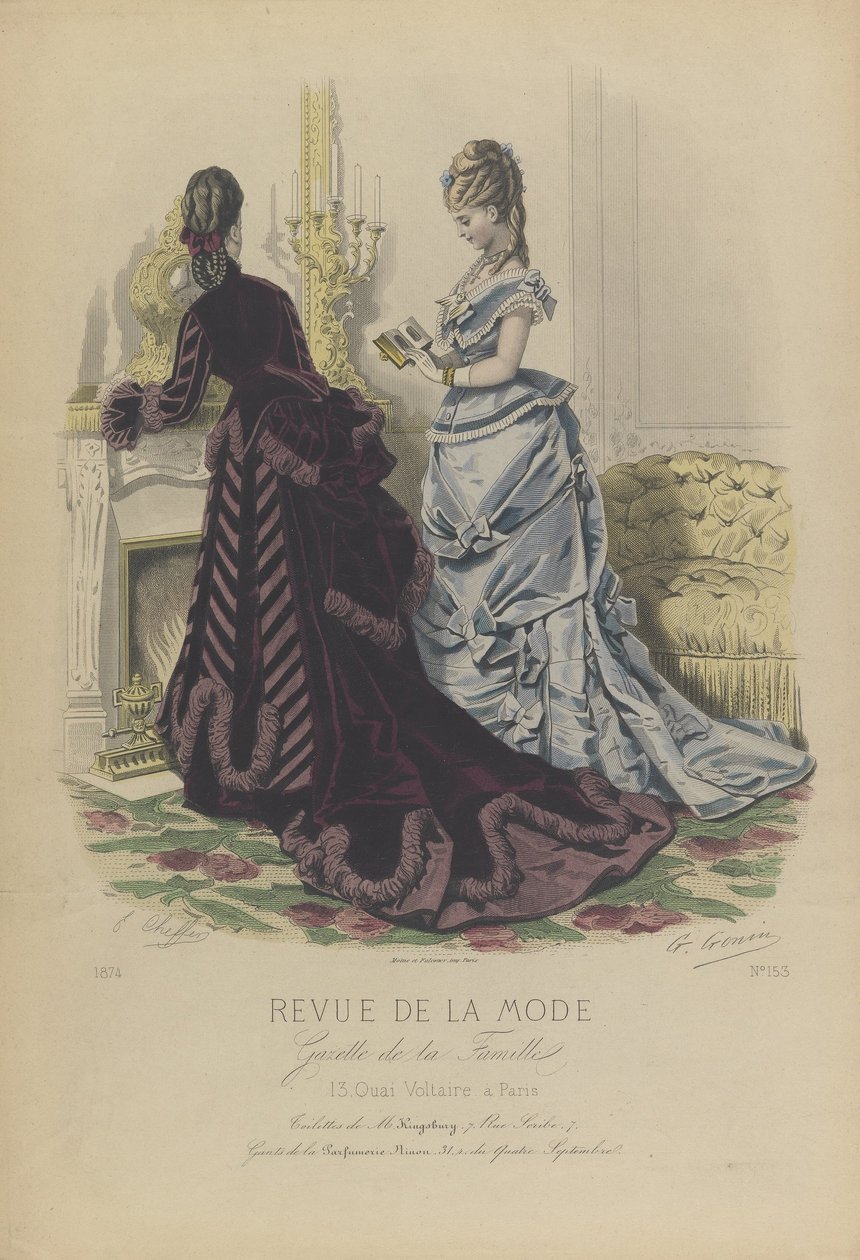 اللوحة رقم 153 في مراجعة الأزياء في الجريدة العائلية (Revue de la Mode، Gazette de la Famille) بواسطة إي شيفر