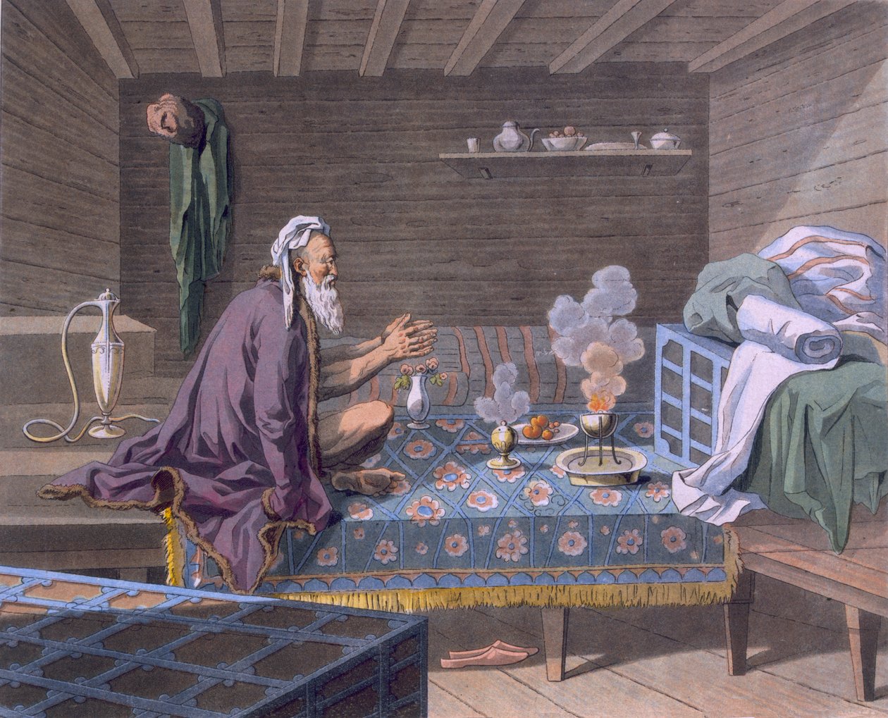 فارسي يصلي صلاة الفجر ، 1812-13 بواسطة E. Karnejeff