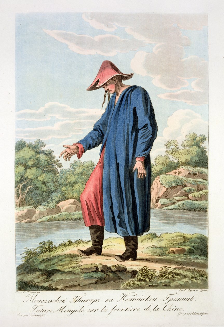 التتار المنغولي على الحدود الصينية ، منقوش فيكتور آدم (1801-66) وغروس بواسطة E. Karnejeff
