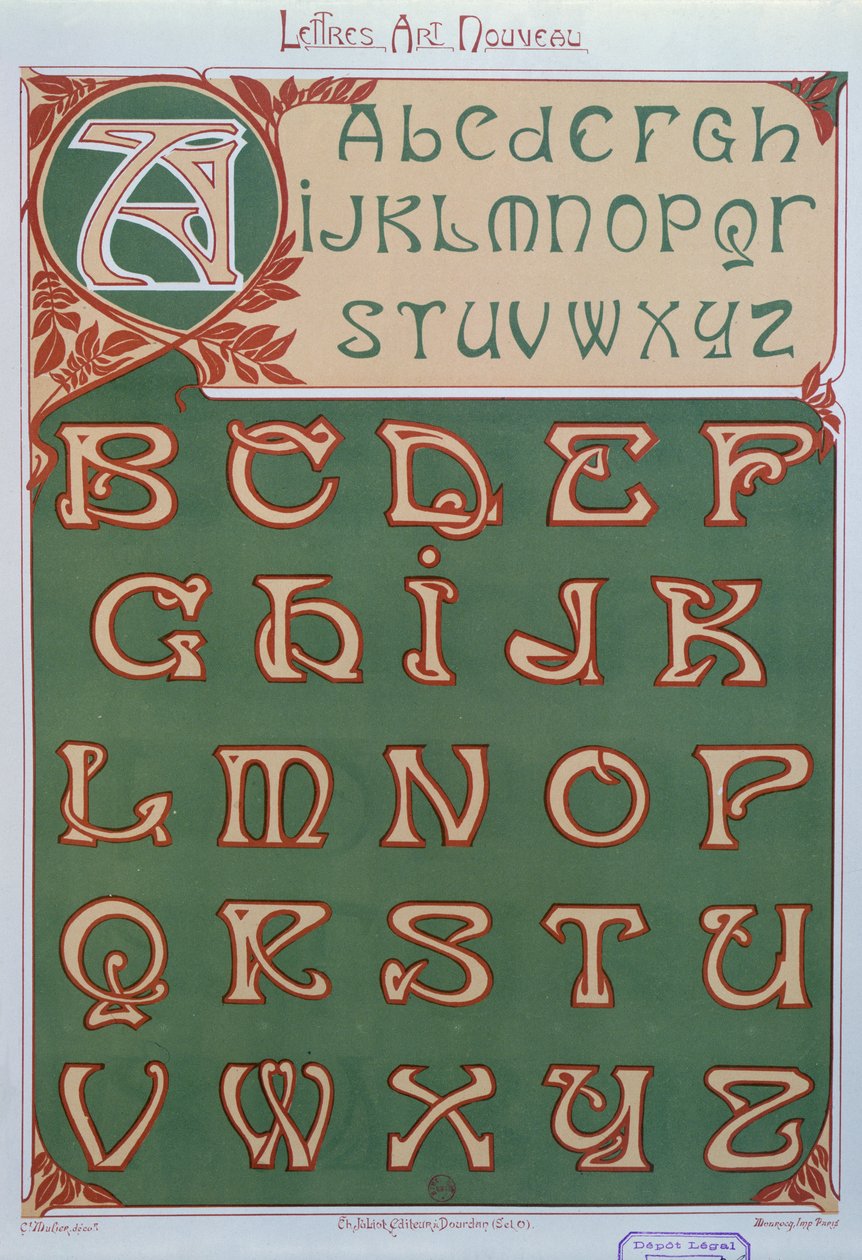 `` آرت نوفو &39;&39; الأبجدية ، 1903 بواسطة E. Mulier